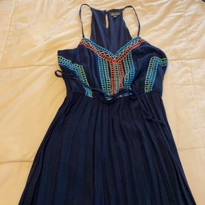 Navy maxi dress. With embroidered top.